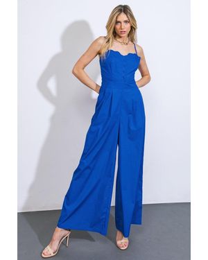 TRUEDAMES A Beautiful Feeling Woven Jumpsuit - Blue