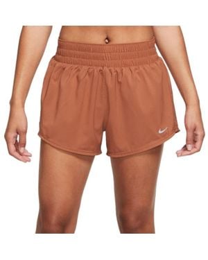 Nike One Shorts Dark Russet Dri Fit Mid Rise Elastic Waist Dsgl1224 - Orange