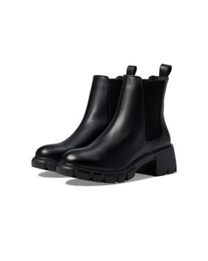 Steve Madden Hello Boots Round Toe Lug Sole Ankle Chelsea Htat1365 - Black
