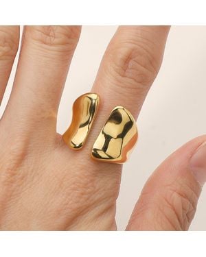 Fashnzfab Secret Box_Stainless Steel Organic Shape Open Band Ring - Metallic