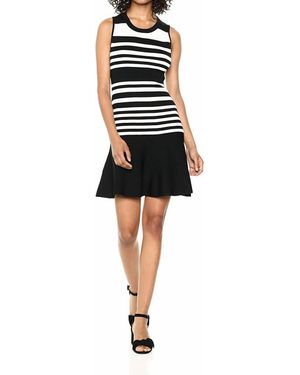Parker Penny Striped Sleeveless Flounce Dress - Black