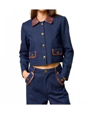 Lalavon Button Down Contrast Jacket - Blue