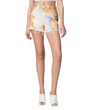 Blank NYC Photo Print Five Pocket Cut Off Shorts - White