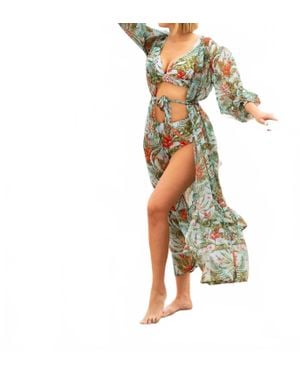 Lia Sahara Long Sleeve Robe Cover Up - Multicolor