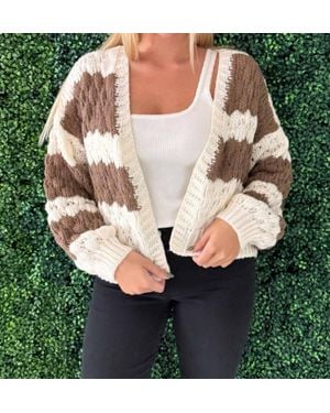 Wishlist Textured Striped Sweater Cardigan - Natural