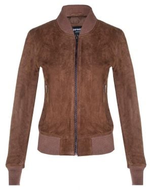 Infinity Leather Classic Ma-1 Suede Bomber Jacket-Newbury - Brown