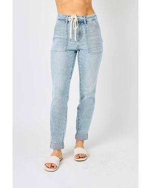 Judy Blue High Waist Double-Cuffed Jogger - Blue