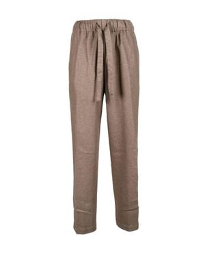 Myths Relaxed Fit Pants With Tapered Leg And Drawstring Waistband - Brown