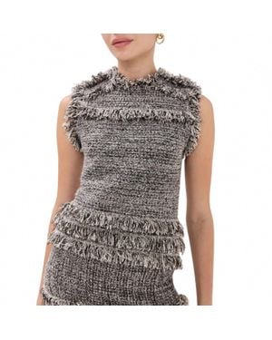 Ulla Johnson Kassi Knit Tweed Sleeveless Top - Gray