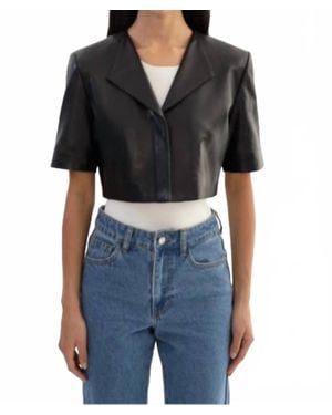 Lamarque Aviana Short Sleeve Leather Jacket - Black