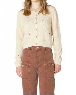 Dex Floral Embroidered Cardigan - Natural