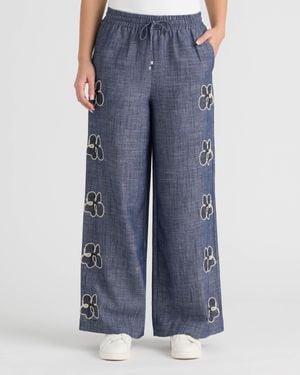 NVLT Pull On Embroidered Trouser - Blue
