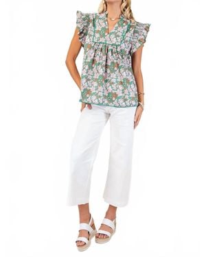 Gigio Kelly Top With Piping Trim Details - Multicolor