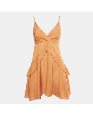 Sandro Crepe Ruffle Gisele Mini Dress - Orange