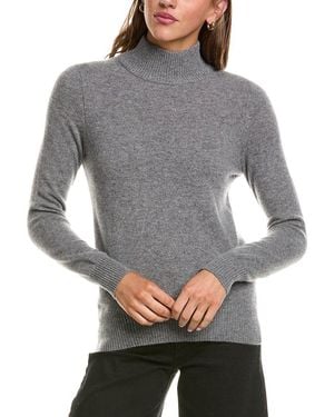 InCashmere Basic Mock Neck 100% Cashmere Sweater - Gray