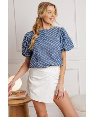 TRUEDAMES Ripples Of Time Woven Top - Blue
