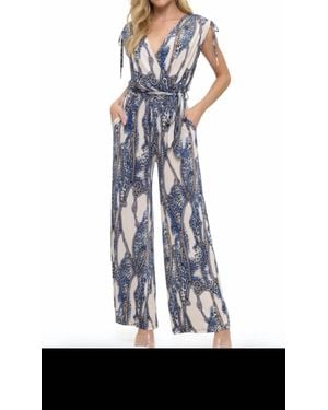 Ariella Floral Tie Shoulder Jumpsuit - White