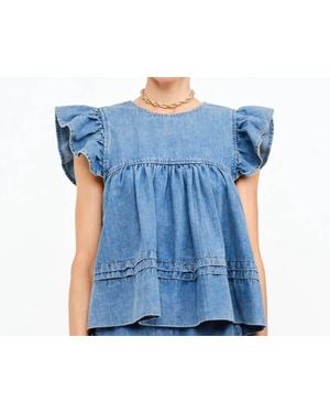 SOFIA The Label Leah Babydoll Top - Blue