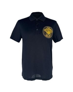 Versace Medusa Embroidered Polo Shirt - Blue