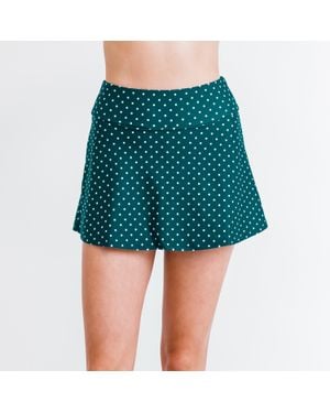 Calypsa High Waisted Mini Swim Skirt With Shorts - Red