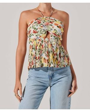 Astr Tamaryn Halter Tie Neck Top - Blue