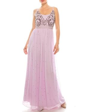 Decode 1.8 Beaded Bodice Sequined A-Line Dress - Pink