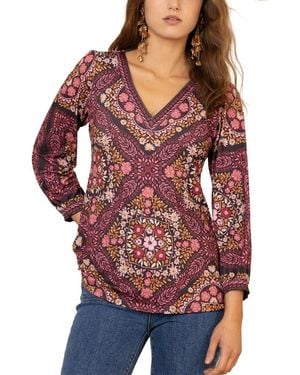Hale Bob Paloma Long Sleeve Blouse - Red