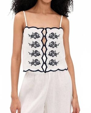 Cami NYC Nazare Embroidered Linen Camisole - Black