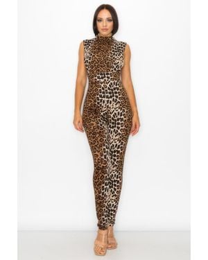 TRUEDAMES Animal Open Side Detail Skinny Jumpsuit - Multicolor