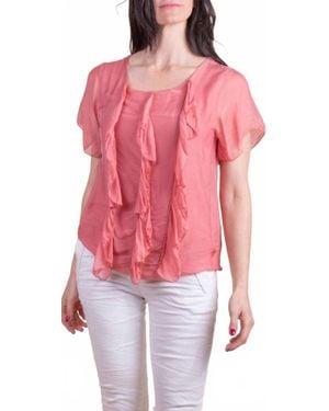 Gigi Moda Nizza Short Sleeve Silk Top - Red