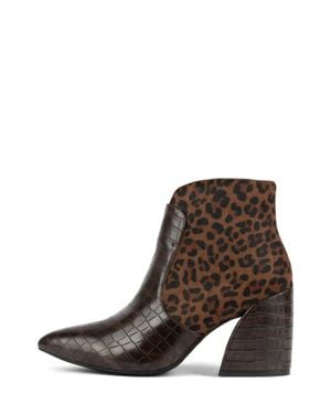 Jeffrey Campbell Bentlee Calf Hair Cheetah Print Leather Boots - Brown