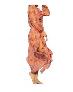 Lia Sahara Long Sleeve Robe Cover Up - Orange