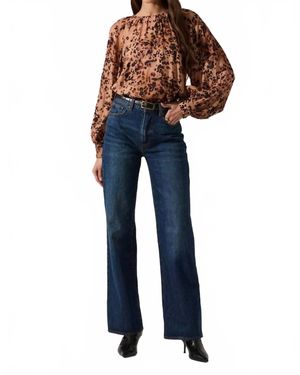 Astr Reyen Balloon Sleeve Top - Blue