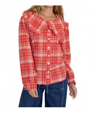 Things Between Ren Plaid Long Sleeve Top - Red