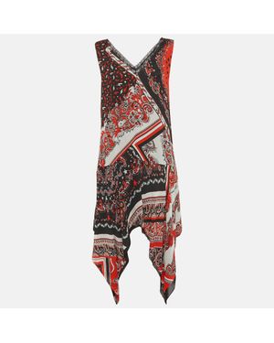 Just Cavalli Printed Crepe Asymmetric Short Dress - Red