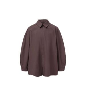 Shop Amomento Raglan Zip Shirt - Brown