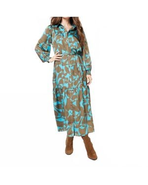 EsQualo Liva Long Expressive Roots Dress - Blue