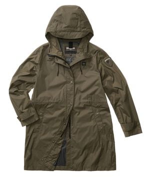 Blauer Long Impermeable Coat With Adjustable Features - Green