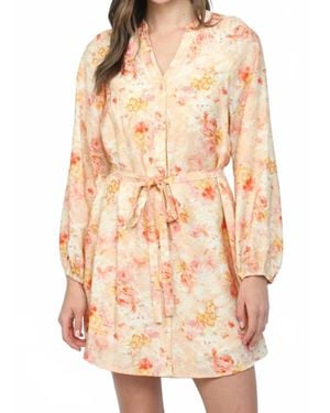 Fate Raglan Sleeves Button Down Mini Dress - Natural