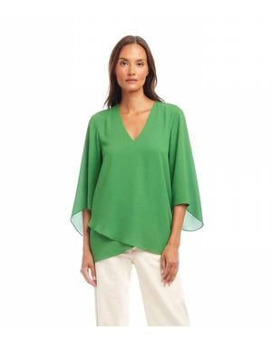 Karen Kane Bracelet Sleeve Asymmetric Top - Green