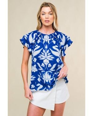 TRUEDAMES Into The Sky Woven Top - Blue