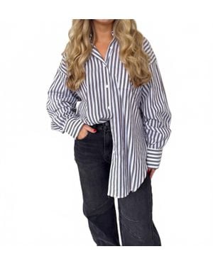 Olivaceous Striped Button Down Top - Blue