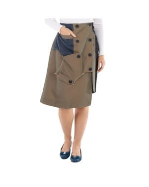 Kolor Ladies Trench Detail Patchwork Skirt - Natural