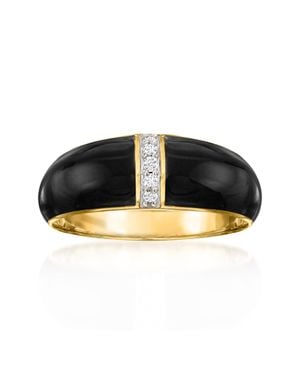 Ross-Simons Enamel Dome Ring With Diamonds - Black