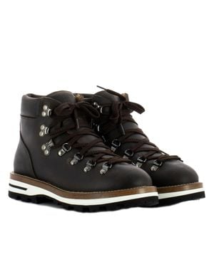 Monpiz Dark Cortina Leather Ski Snow Boots - Black