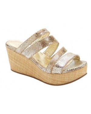 Chocolat Blu Wavy Wedge Sandals - Metallic