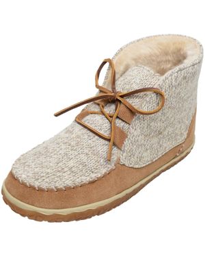 Minnetonka Torrey Suede Knit Bootie Slippers - Natural
