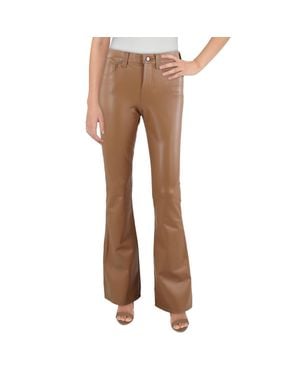Veronica Beard Beverly Faux Leather High Rise Flared Pants - Brown
