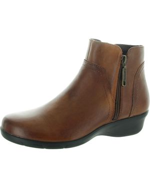 Propet Zipper Leather Ankle Boots - Brown