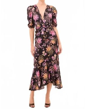 MISA Los Angles Rosalie Wrap Midi Dress - Red